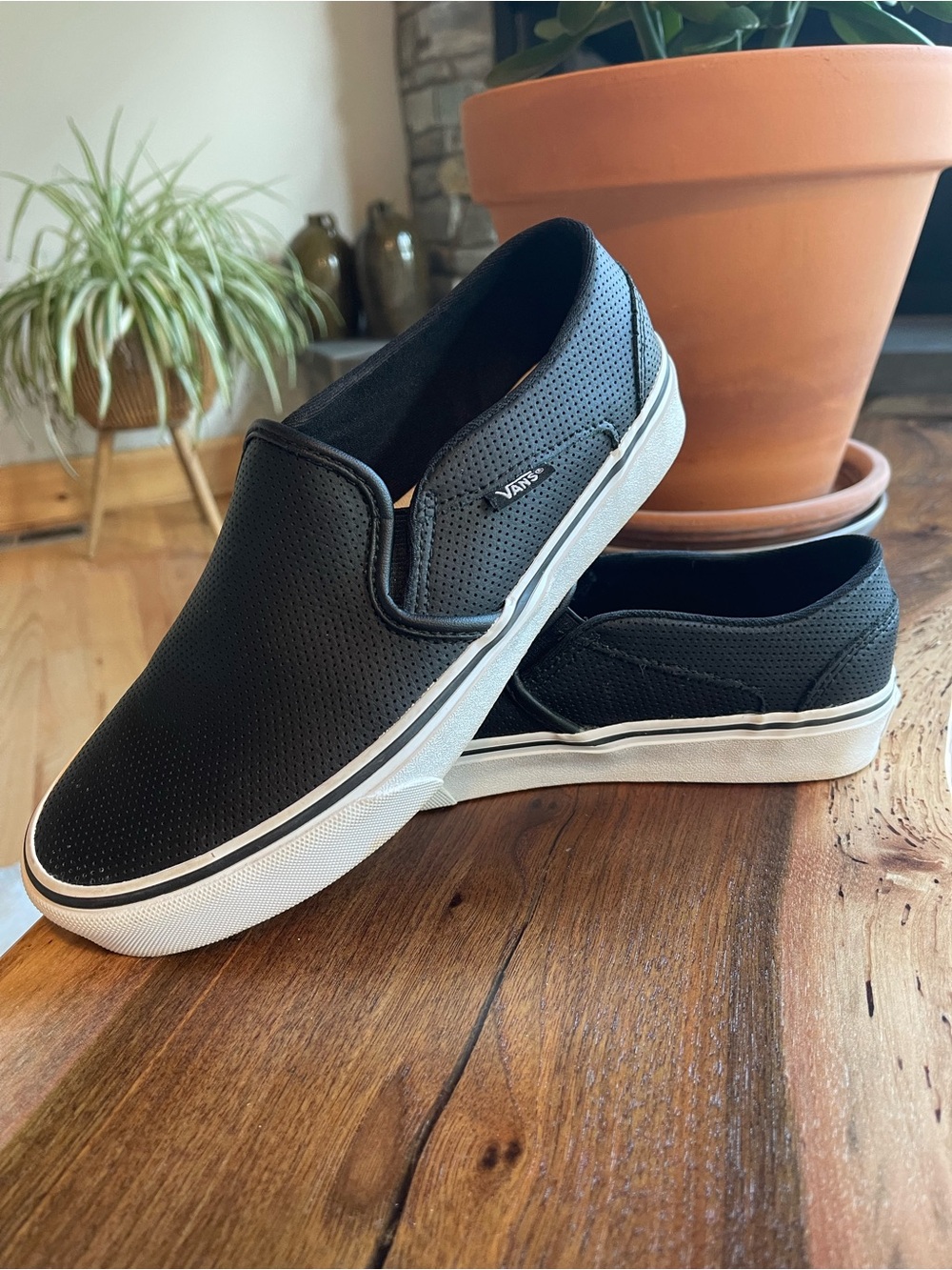 Vans Black Perforated Slip-On Loafers